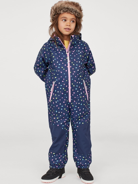 

H&M Girls Blue Printed Waterproof All-In-One Suit