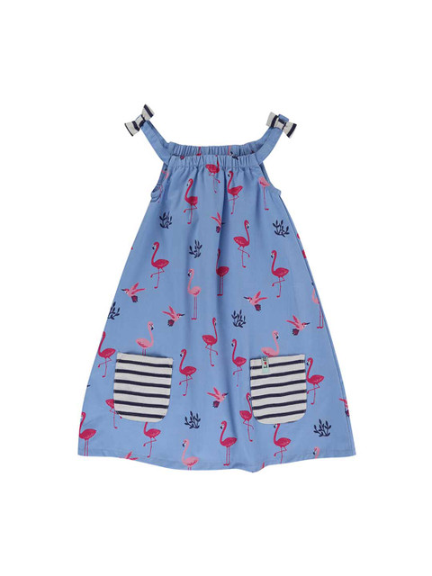 

Lilly and Sid Girls Blue Printed Organic Cotton A-Line Sustainable Dress