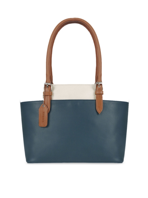 

Toteteca Blue & White Colourblocked Handheld Bag