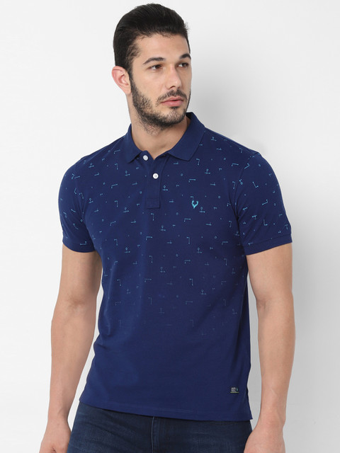 

Allen Solly Sport Men Navy Blue Printed Polo Collar T-shirt