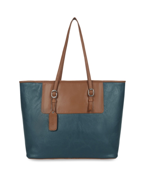 

Toteteca Teal Blue & Brown Colourblocked Shoulder Bag
