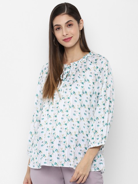 

Allen Solly Woman White & Blue Printed Top