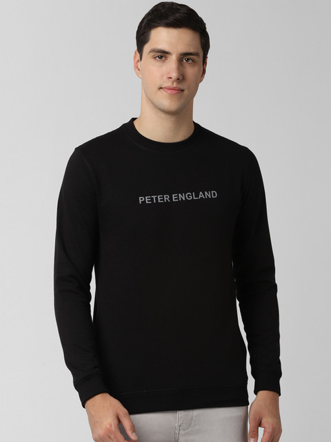

Peter England Casuals Men Black Solid Sweatshirt