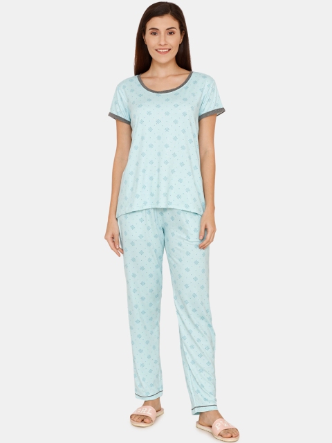 

Zivame Women Green Printed Night Suit ZI603