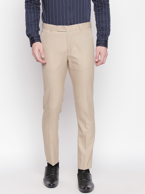 

Solemio Men Beige Regular Fit Solid Regular Trousers