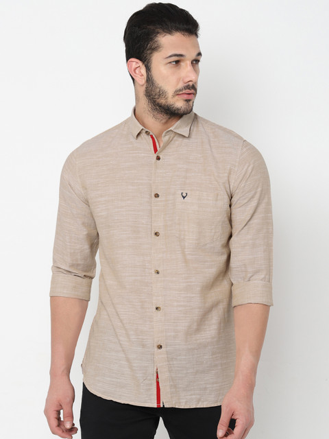 

Allen Solly Men Beige Slim Fit Solid Casual Shirt