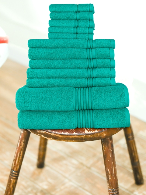 

swiss republic Unisex Set of 12 Green Solid Signature 630 GSM Towels