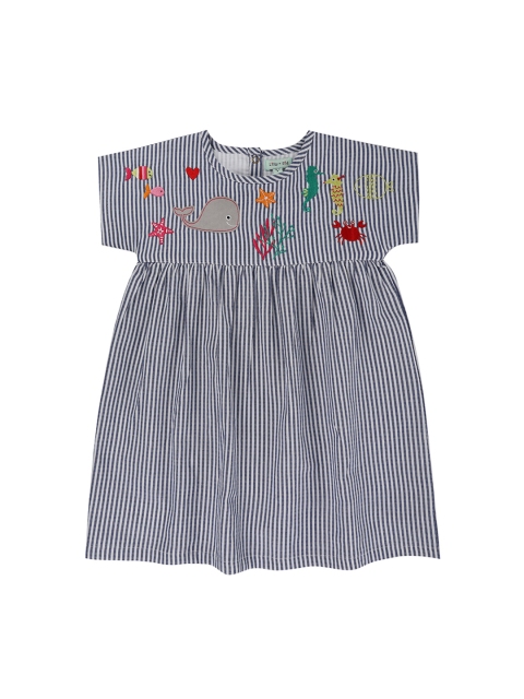 

Lilly and Sid Girls Blue & White Striped Organic Cotton A-Line Sustainable Dress