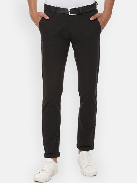 

Van Heusen Sport Men Charcoal Grey Slim Fit Checked Regular Trousers