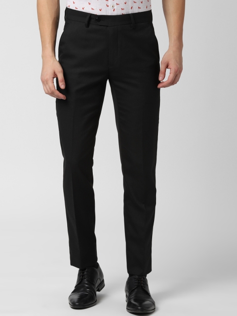 

Peter England Men Black Slim Fit Checked Formal Trousers