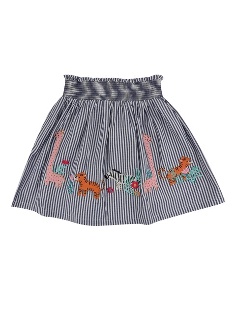 

Lilly and Sid Girls Blue & White Striped Pure Organic Cotton A-line Knee-Length Skirt