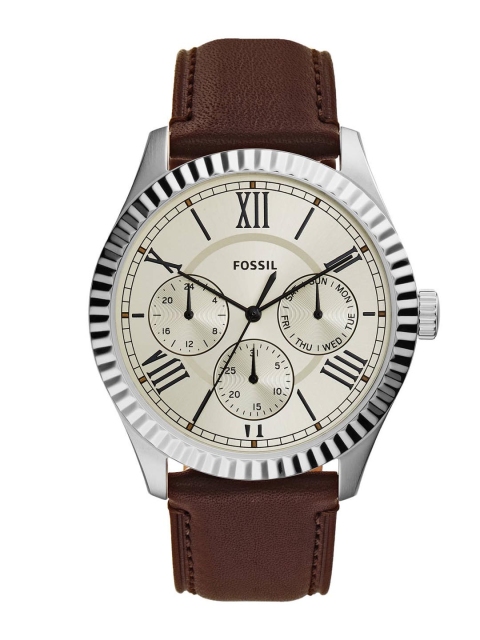 

Fossil Men Brown & Cream-Coloured Multi-Function Watch FS5633