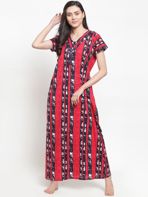 

Secret Wish Red & Blue Printed Nightdress
