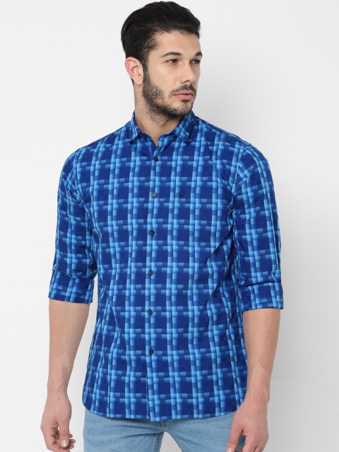 Allen Solly Men Blue Slim Fit Checked Casual Shirt