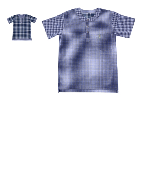 

Lilly and Sid Boys Blue Regular Fit Checked Organic Cotton Reversible Casual Shirt