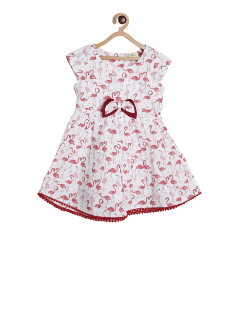 

Bella Moda Girls Pink & White Printed Fit and Flare Dress