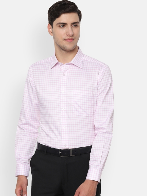 

Louis Philippe Men White & Pink Regular Fit Checked Formal Shirt
