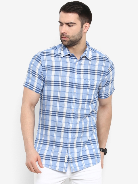 

Red Tape Men Blue & White Regular Fit Checked Casual Shirt