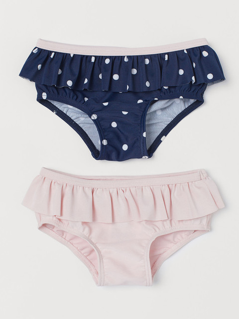 

H&M Girls 2-Pack Frill-Trim Swim Pants, Navy blue