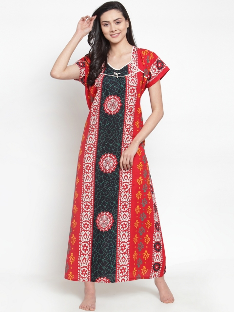 

Secret Wish Red & Green Printed Nightdress