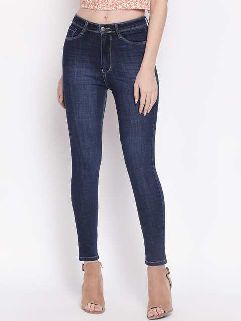 

fungus Women Navy Blue Slim Fit High-Rise Clean Look Stretchable Jeans