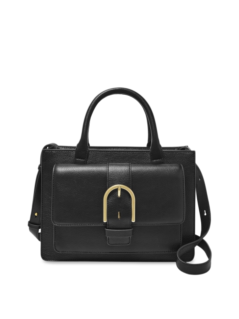 

Fossil Black Solid Leather Handheld Bag