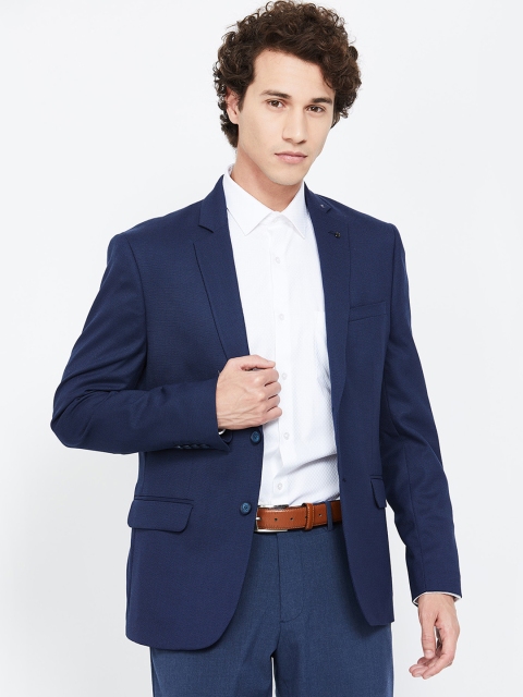 

CODE by Lifestyle Men Navy Blue Self-Design Slim-Fit Single-Breasted Formal Blazer
