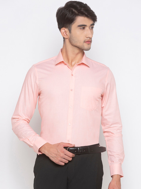 

Globus Men Peach-Coloured Regular Fit Solid Formal Shirt