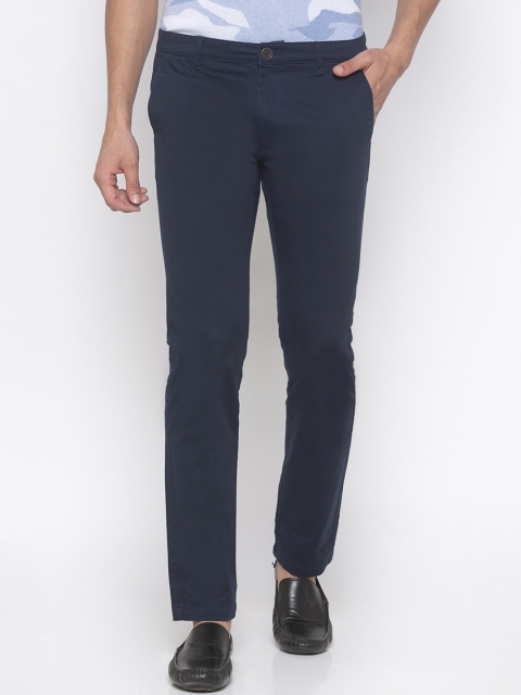 

Globus Men Navy Blue Slim Fit Solid Regular Trousers