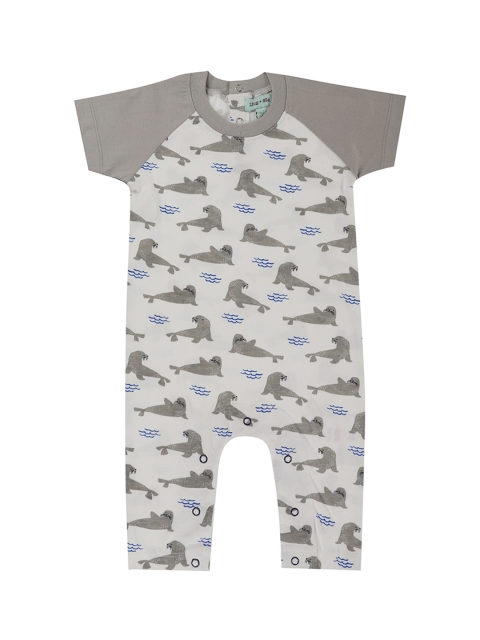 

Lilly and Sid Boys Grey & Off-White Printed Sleepsuit