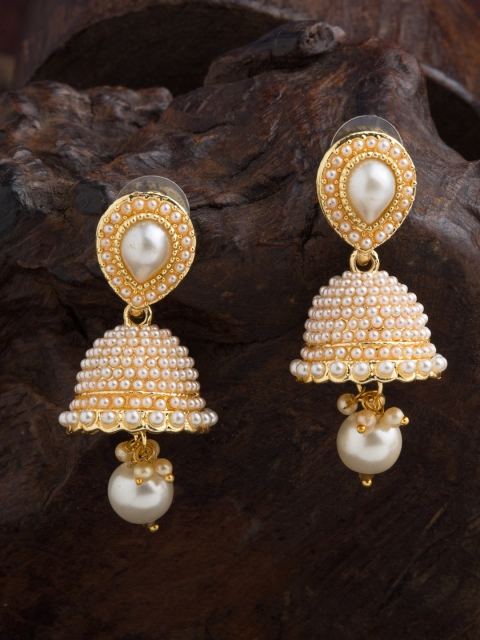 

E2O White & Gold-Plated Dome Shaped Jhumkas