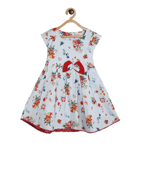 

Bella Moda Girls Blue & Orange Printed Fit and Flare Dress