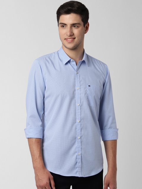 

Peter England Casuals Men Blue & White Slim Fit Checked Casual Shirt