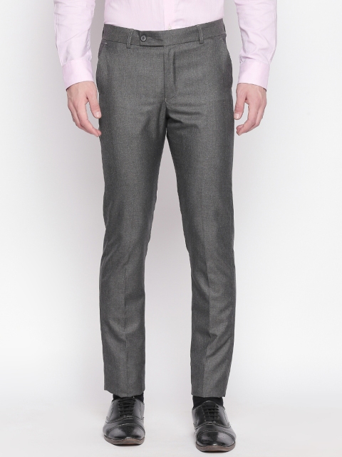 

Solemio Men Grey Regular Fit Solid Regular Trousers