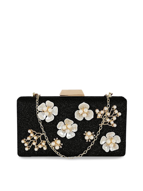 

KLEIO Black Embellished Box Clutch