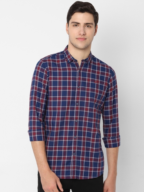 

Allen Solly Sport Men Navy Blue Red Regular Fit Checked Casual Shirt