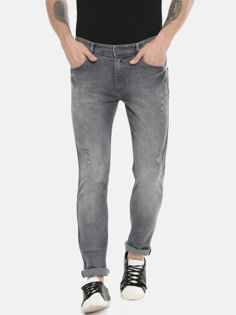 

CINOCCI Men Grey Slim Fit Mid-Rise Low Distress Jeans