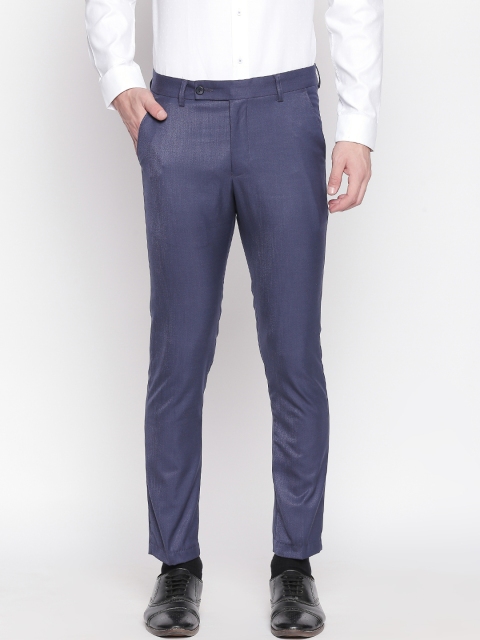 

Solemio Men Blue Slim Fit Solid Regular Trousers