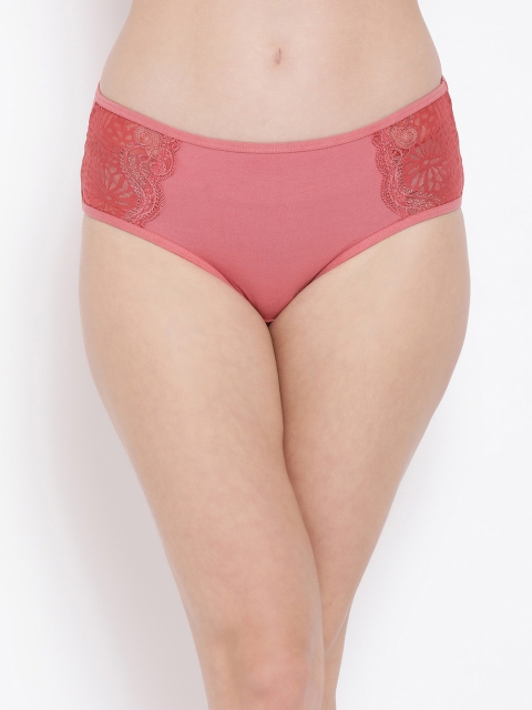 

Clovia Women Pink Solid Lace Hipster Briefs PN3429D22