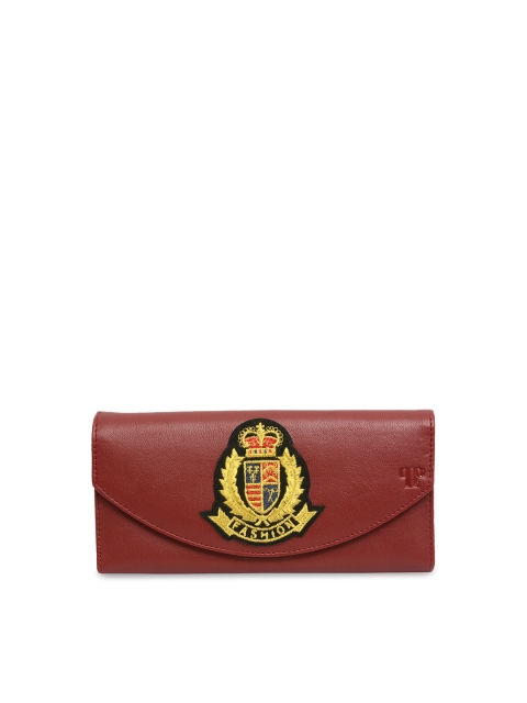 

Pink Potato Women Red Solid Leather Two Fold Wallet