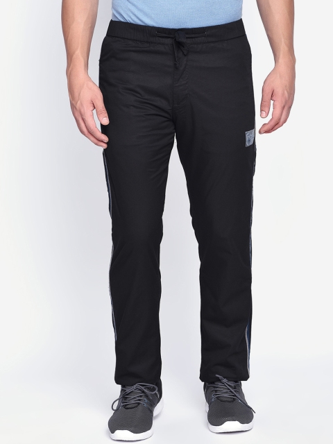 

beevee Men Black Solid Straight-Fit Track Pants