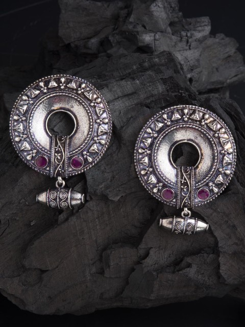 

E2O Purple Silver Plated Circular Drop Earrings