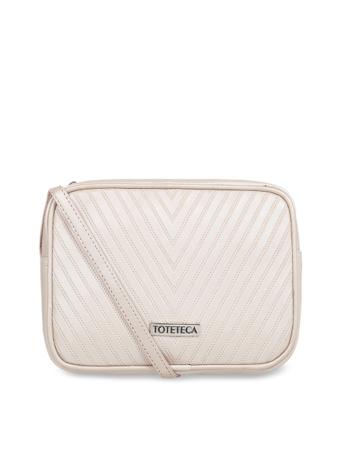 

Toteteca Cream-Coloured Textured Sling Bag