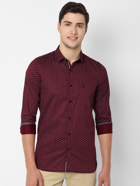 

Allen Solly Men Burgundy & Off-White Slim Fit Printed Casual Shirt