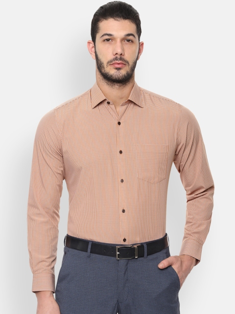

Van Heusen Men Orange & White Regular Fit Checked Formal Shirt