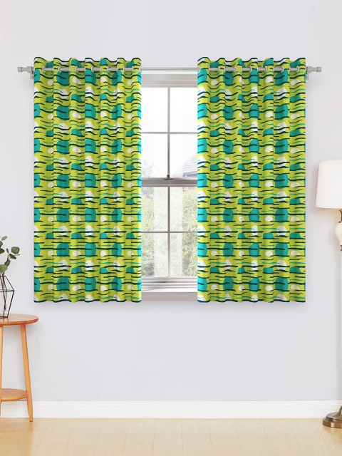 

Divine Casa Green & Turquoise Blue Set of 2 Window Curtains