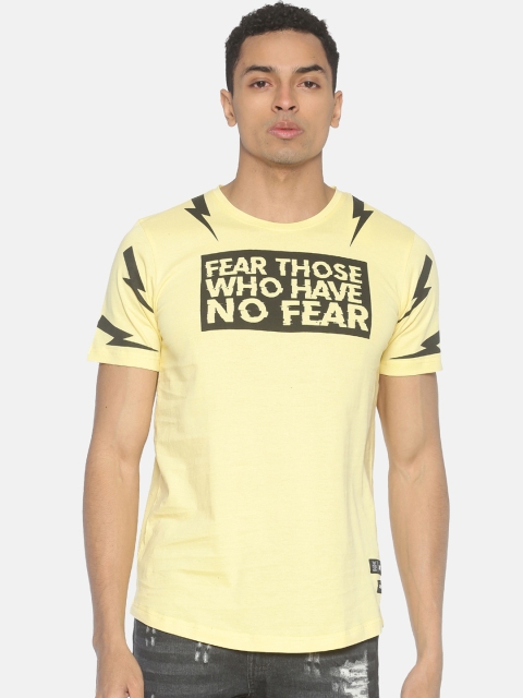 

KULTPRIT Men Yellow Printed Round Neck T-shirt