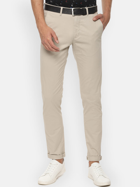 

Van Heusen Sport Men Cream-Coloured Slim Fit Solid Regular Trousers