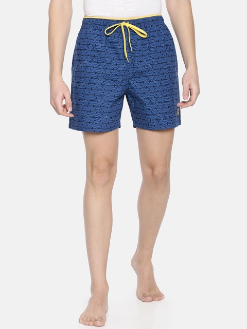 

one8 by Virat Kohli Men Blue Printed Woven Pure Cotton Boxers 1999-A-RYLGEO
