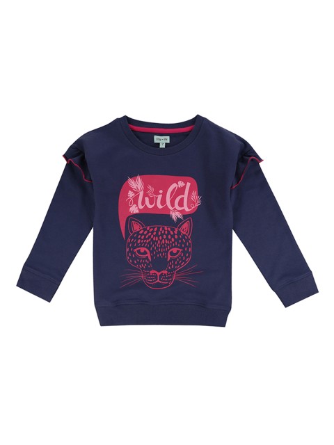 

Lilly and Sid Girls Navy Blue & Pink Printed Organic Cotton Sweatshirt